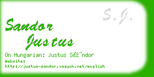 sandor justus business card